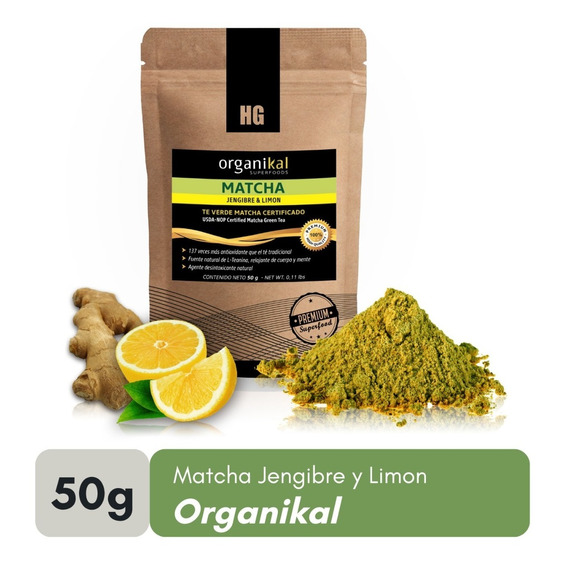Organikal Superfoods Matcha Jengibre Y Limon X 50g