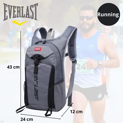 Mochila Running Everlast Trekking Bici Deporte Color Gris