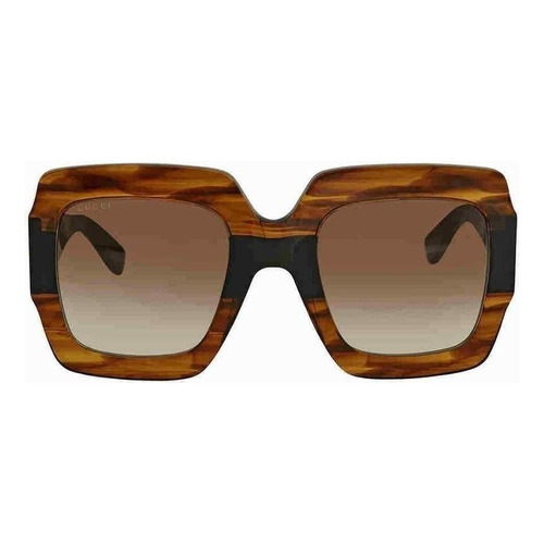 Anteojos de sol Gucci GG0178S con marco de acetato color habana/negro, lente marrón degradada, varilla habana/negra de acetato