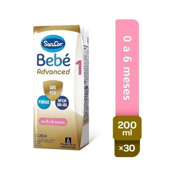 Sancor Bebe 1 Advanced 0 A 6 Meses 200ml Pack X 30 Unidades