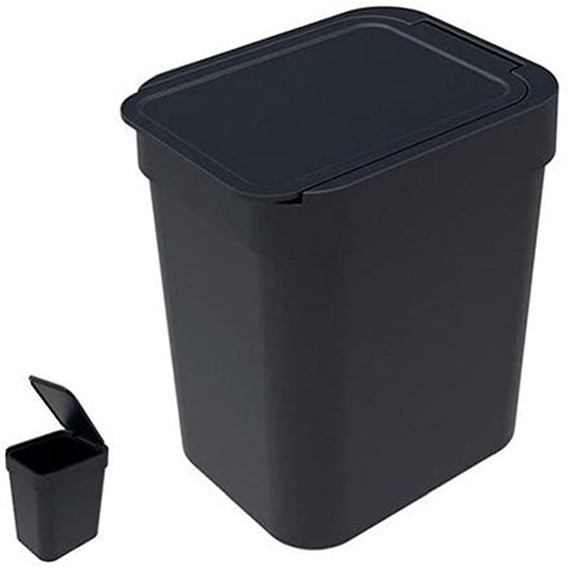 Papelera de plástico para basura de 2,5 litros para cocina, fregadero de oficina, color negro