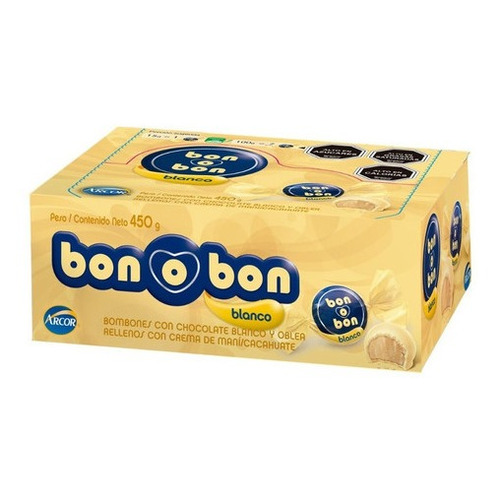 Bombón Bon O Bon Chocolate Blanco 30 Un. X 15 Grs