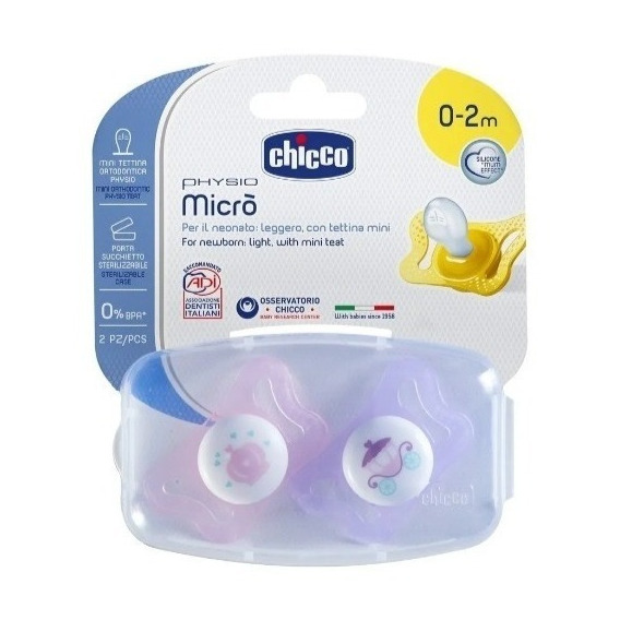 Chupete Physio Micro Recién Nacido Chicco X2 0-2 Meses