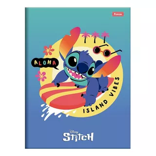 Caderno Brochura Stitch 80 Folhas Capa Dura Disney - Foroni