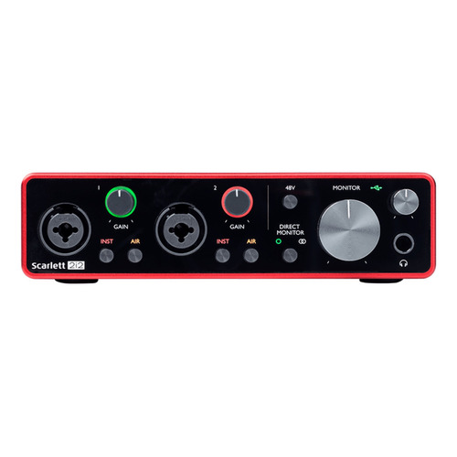 Interfaz de audio Focusrite Scarlett 2i2 220V roja 3.ª  gen