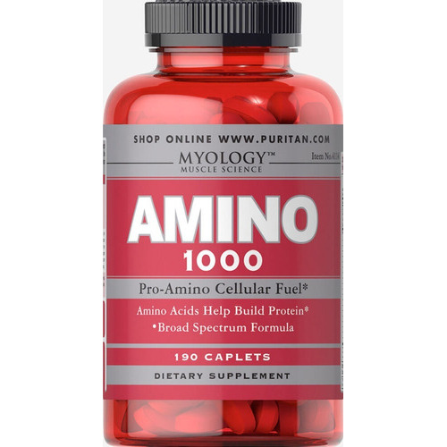 Amino Acids 1000 190 Tabletas Puritan's Pride Sabor Sin sabor