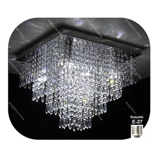 Lustre Luminária Plafon De Cristal K9 Cadore Legítimo - C42 Cor Prateado 110v/220v