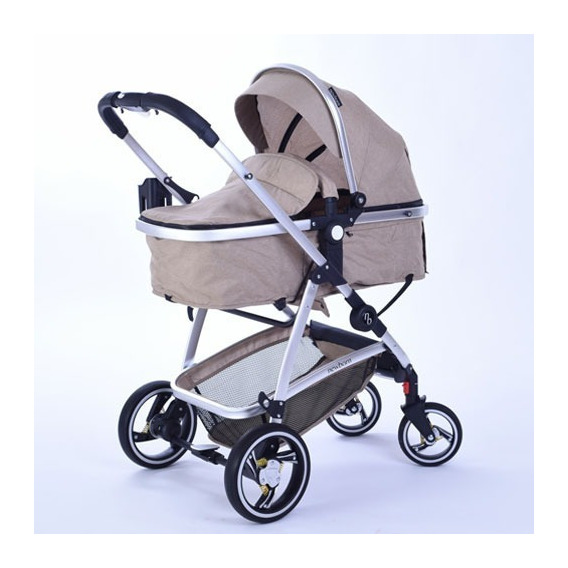 Coches Bebe Coche Cuna Aluminio Moises Cinturon Canasto Mli Color Beige Chasis Gris