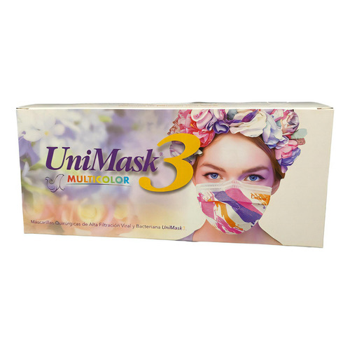 Unimask 3 Cubrebocas 3 Capas Termosellado Uniseal Blanco C50 Color Multicolor