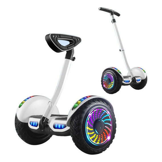 Scooter Eléctrico Patín Bluetooth App Musica Palanca Larga Color Blanco