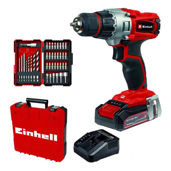 Kit Einhell Taladro Te-cd 18/2 Li 18v+39 Acc+1 Bat 2.5 Ah+ C Color Rojo