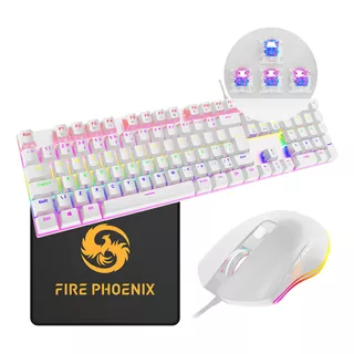 Teclado Mouse Mecânico Abnt2 Gamer Rgb Switch Blue Be-k2 Cor Do Mouse Branco Cor Do Teclado Branco