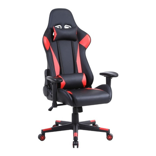 Silla de escritorio NCH Pro Ultimate AF-C5902 gamer ergonómica  negra y roja con tapizado de cuero sintético