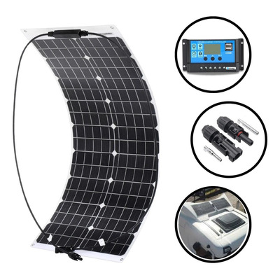 Painel Solar Flexivel 80w Monocristalino + Par De Mc4 Gratis