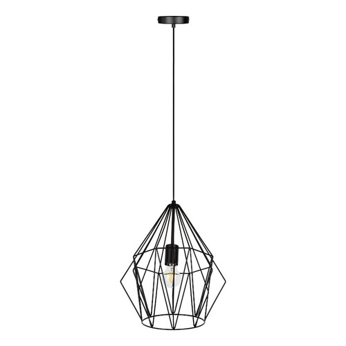 Lámpara Colgante Industrial Moderna Diamante Negro Grande Minimalista Vintage Altura Ajustable Dekor Dl-6611 6 Watts Foco Edison E27 Led Incluido