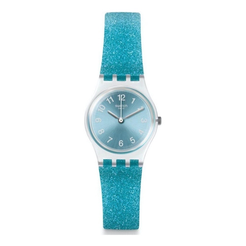 Reloj Swatch Mujer Glitter Celeste Originals Lk392 Silicona Color del bisel Transparente