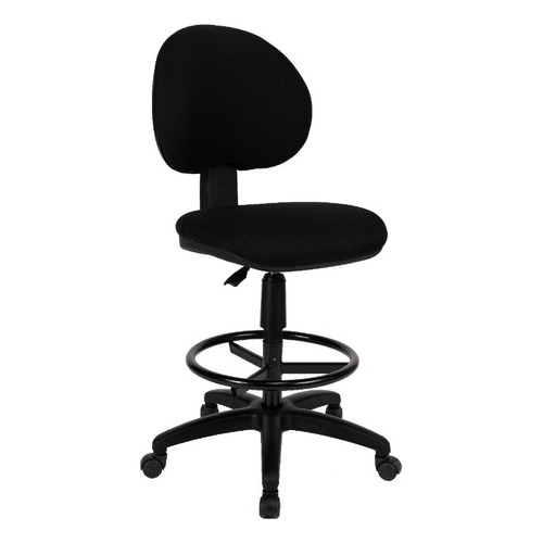 Silla de escritorio de Outlet Arcadia Cajera sin brazos c/ruedas ergonómica  negra con tapizado de tela