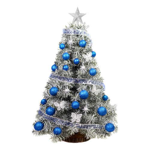 Arbolito Navidad Xl Snow 1 Mt Con Kit 30 Pzas Azul - Sheshu Color Snow + Kit Azul