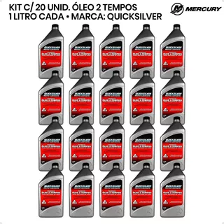 Óleo Quicksilver Tcw3 2 Tempos 1 Litro Kit C/20