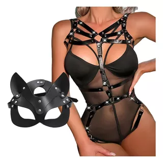 Arnés Liguero Completo Para Mujeres Ropa Cuero Gotico Y Mask