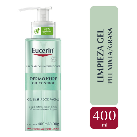 Eucerin Dermopure Oil Control Gel Limpiador X 400 Momento de aplicación Día/Noche Tipo de piel Grasa Volumen de la unidad 400 mL