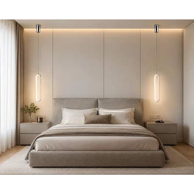 Lampara Colgante Oval Led 40cm Diseño Cromo Ldf40012-c Cromo