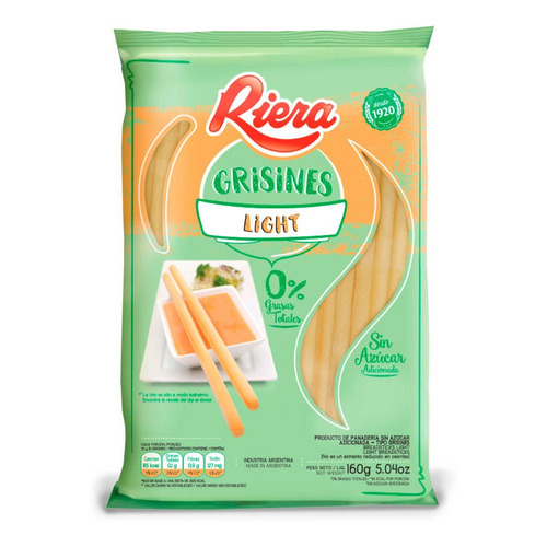 Grisines Light Riera 0% Grasas Totales X 160 Gr