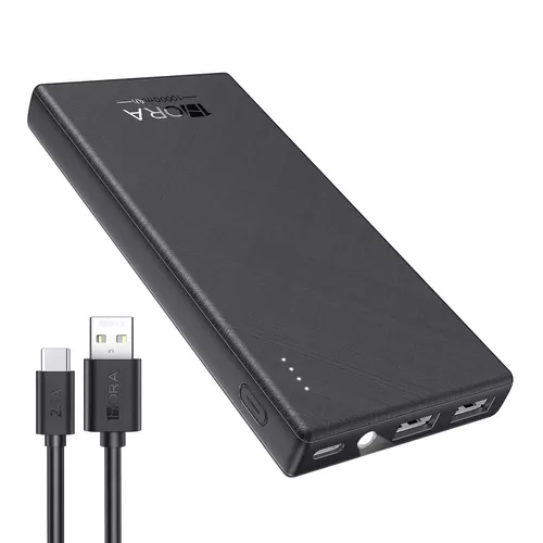 Power Bank Batería Portátil 10000mah Bateria 1hora Gar263 Power Bank Con  Indicador De Luz Y Tipo C Baterias Portatiles Celulares Con 2 Usb Salidas Y  1 Entrada Tipo C Negro