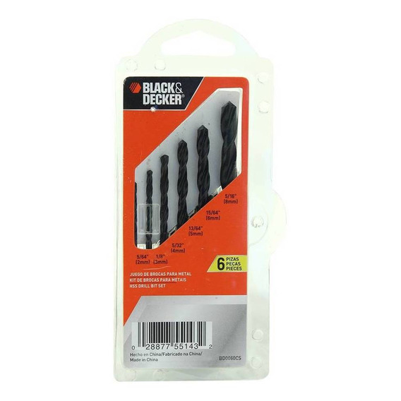 Set De 6 Piezas De Brocas Black&decker Bd0060cs De Metal