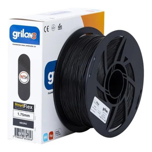 Filamento 3D Simpliflex Grilon3 de 1.75mm y 1kg negro