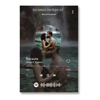 Placa Decorativa Spotify Personalizado Com Sua Foto Musica