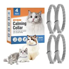 4 Colar De Feromônio Calmante Para Gatos Colar Ajustáve Cinz
