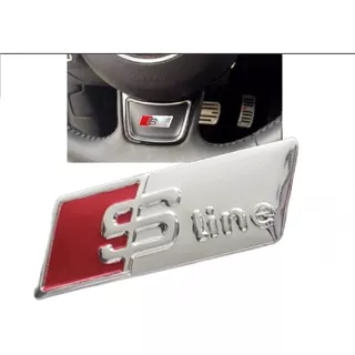 Emblema Audi Sline Volante Aluminio Cepillado Autoadherible