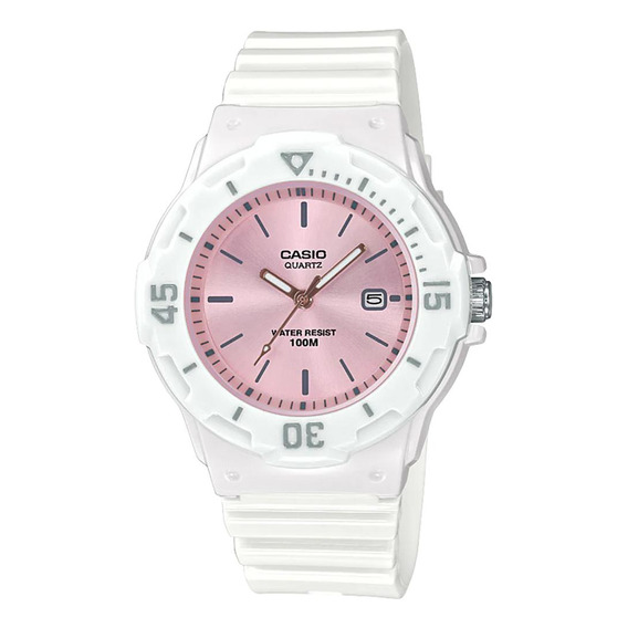 Reloj Análogo Casio Lrw-200h-4e3vdf Resistente Al Agua Color de la correa Blanco Color del bisel Blanco Color del fondo Rosa