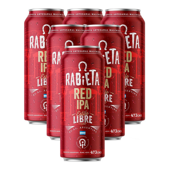 Cerveza Rabieta Red Ipa 473cc Pack X 6 Latas