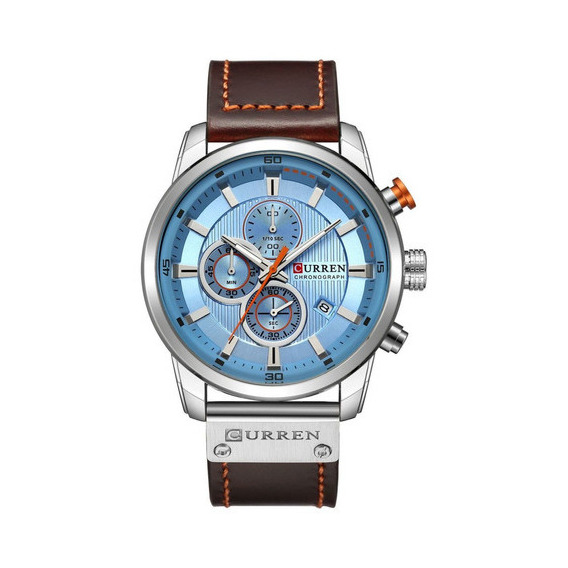 Relojes Hombre Curren 8291 Mmc Deportivo Cronografo Caja Color de la malla Marrón Color del bisel Celeste Color del fondo Celeste