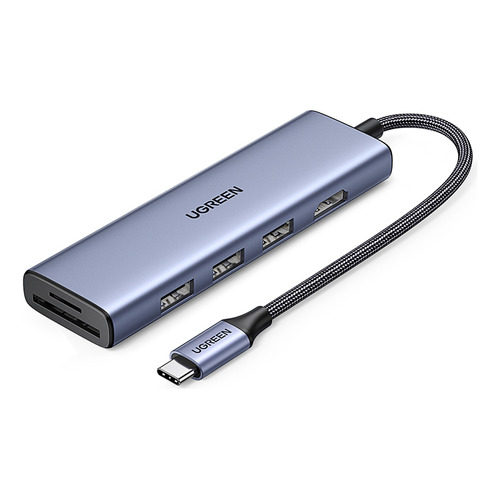 Hub adaptador multifuncional 6 en 1 Ugreen para USB-C gris