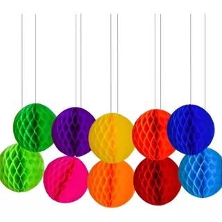 Papel Picado - Paquete De 10 Esferas Medianas De Colores
