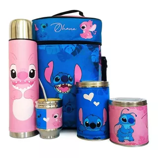 Equipo De Mate Completo Stitch Cuero Set Kit Matero