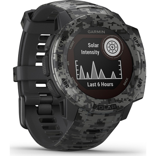 Reloj Garmin Instinct Solar Camo Smartwatch Resistente Color de la caja Graphite camo Color de la malla Graphite camo Color del bisel Graphite camo