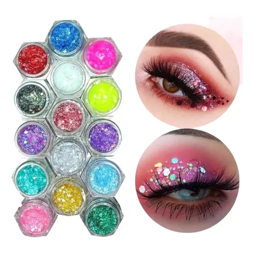 5 Glitter Hojuelas Maquillaje Cabello Cuerpo Holografico Ojo Tipo