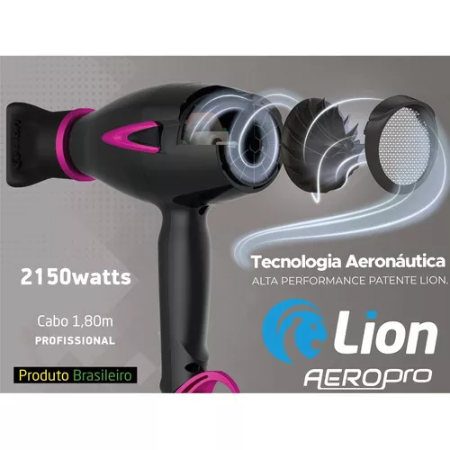 Secador De Cabelo Profissional Aeropro 127v 2150w Lion Cor Fúcsia