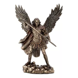 Bela Figura De São Miguel Arcanjo Com Espada De Anjo Da Guarda Publicada Em Cores