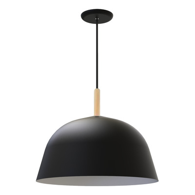Lampara Colgante Campana Nórdico Bell 15 Negro Con Madera