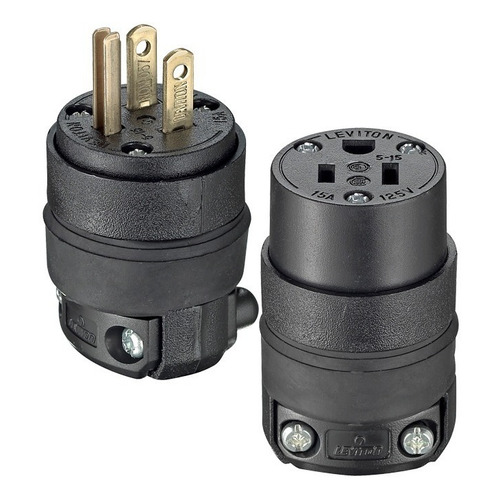 Contacto Colgante Y Clavija Uso Rudo 515cr, 515pr Leviton Color Negro