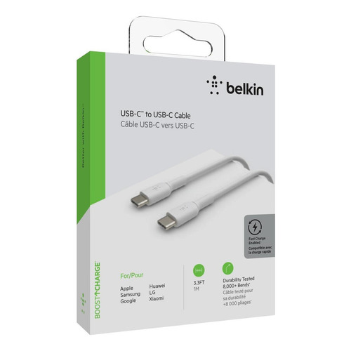 Cable Usb-c A Usb-c 1m Blanco Boostcharge