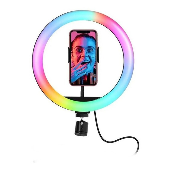 Aro Luz Led Anillo Rgb P/ Camara Selfie Fotos Celular 26cm