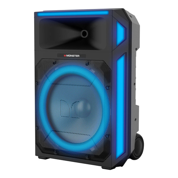 Bocina Amplificada Monster X6 Bluetooth Micrófono Luces Led Color Negro