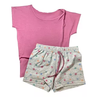 Pijama Infantil Curto Algodão Lupo Menina Rosa Ref 22345