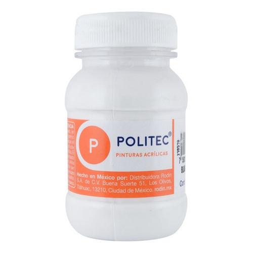 Pintura Acrílica Politec Bote 100 Ml Colores Color Blanco De Titanio No. 301